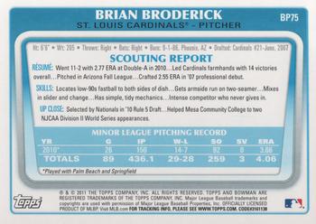 2011 Bowman - Prospects #BP75 Brian Broderick Back