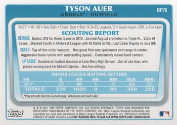 2011 Bowman - Prospects #BP76 Tyson Auer Back