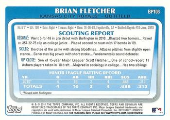 2011 Bowman - Prospects #BP103 Brian Fletcher Back