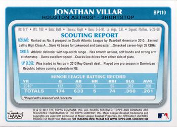 2011 Bowman - Prospects #BP110 Jonathan Villar Back