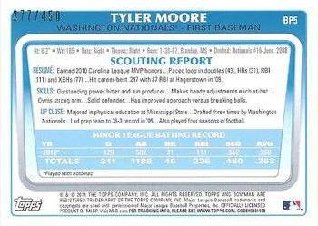 2011 Bowman - Prospects Green #BP5 Tyler Moore Back