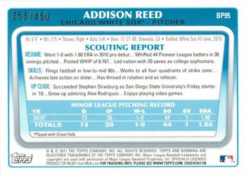 2011 Bowman - Prospects Green #BP95 Addison Reed Back