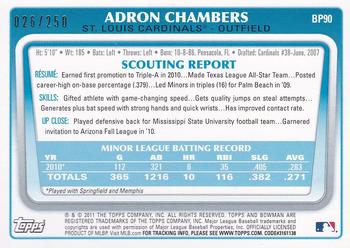 2011 Bowman - Prospects Orange #BP90 Adron Chambers Back