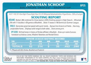 2011 Bowman - Prospects Purple #BP25 Jonathan Schoop Back