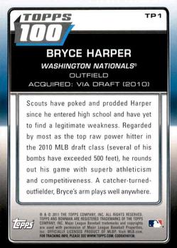 2011 Bowman - Topps 100 #TP1 Bryce Harper Back