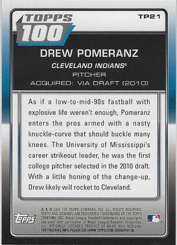 2011 Bowman - Topps 100 #TP21 Drew Pomeranz Back