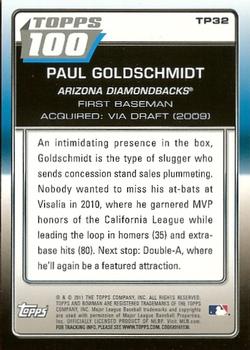 2011 Bowman - Topps 100 #TP32 Paul Goldschmidt Back