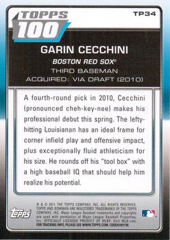 2011 Bowman - Topps 100 #TP34 Garin Cecchini Back