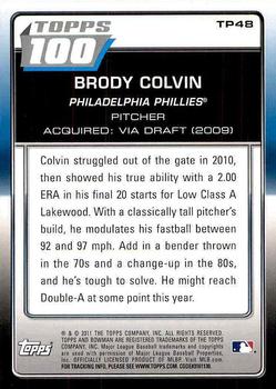 2011 Bowman - Topps 100 #TP48 Brody Colvin Back