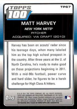 2011 Bowman - Topps 100 #TP67 Matt Harvey Back