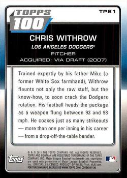 2011 Bowman - Topps 100 #TP81 Chris Withrow Back