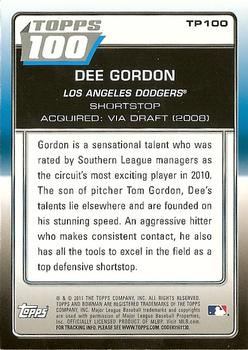 2011 Bowman - Topps 100 #TP100 Dee Gordon Back