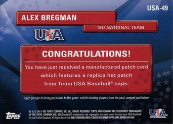 2011 Bowman - USA Baseball Logo Patch #USA-49 Alex Bregman Back