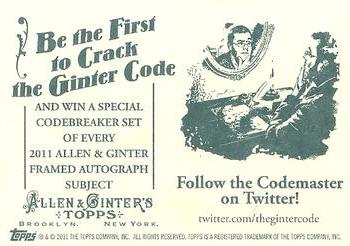 2011 Topps Allen & Ginter #NNO Be The First To Crack The Code Back