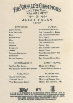 2011 Topps Allen & Ginter #38 Angel Pagan Back