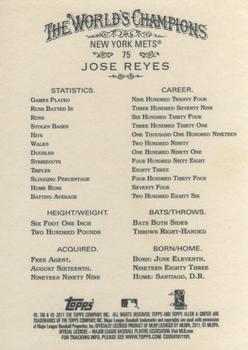 2011 Topps Allen & Ginter #75 Jose Reyes Back