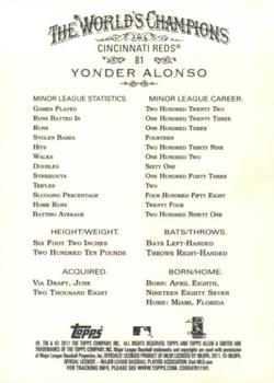 2011 Topps Allen & Ginter #81 Yonder Alonso Back