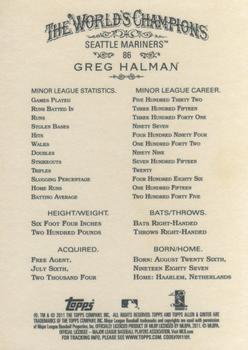 2011 Topps Allen & Ginter #86 Greg Halman Back