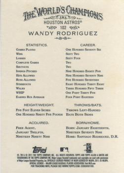 2011 Topps Allen & Ginter #102 Wandy Rodriguez Back
