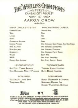 2011 Topps Allen & Ginter #177 Aaron Crow Back