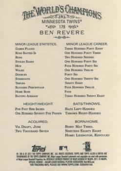 2011 Topps Allen & Ginter #178 Ben Revere Back