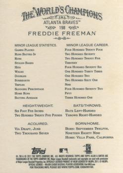 2011 Topps Allen & Ginter #198 Freddie Freeman Back