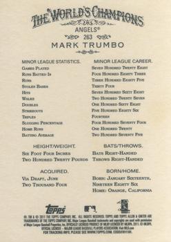 2011 Topps Allen & Ginter #263 Mark Trumbo Back