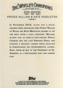 2011 Topps Allen & Ginter #293 Prince William / Kate Middleton Back