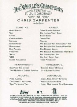 2011 Topps Allen & Ginter #295 Chris Carpenter Back