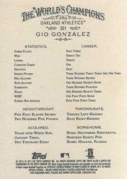 2011 Topps Allen & Ginter #301 Gio Gonzalez Back