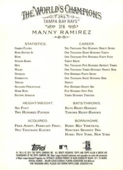 2011 Topps Allen & Ginter #316 Manny Ramirez Back