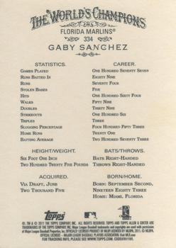 2011 Topps Allen & Ginter #334 Gaby Sanchez Back