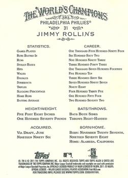 2011 Topps Allen & Ginter #31 Jimmy Rollins Back