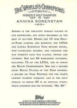 2011 Topps Allen & Ginter #45 Annika Sorenstam Back