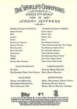 2011 Topps Allen & Ginter #59 Jeremy Jeffress Back