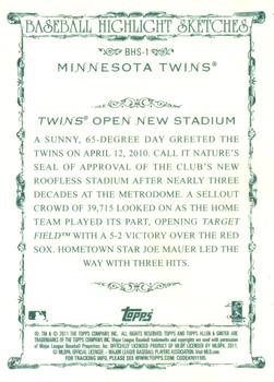 2011 Topps Allen & Ginter - Baseball Highlight Sketches #BHS-1 Minnesota Twins Back