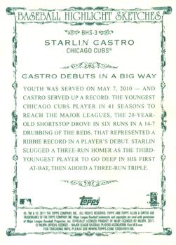 2011 Topps Allen & Ginter - Baseball Highlight Sketches #BHS-3 Starlin Castro Back