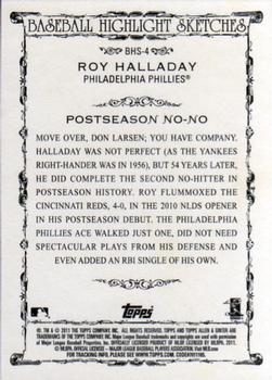 2011 Topps Allen & Ginter - Baseball Highlight Sketches #BHS-4 Roy Halladay Back