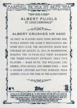 2011 Topps Allen & Ginter - Baseball Highlight Sketches #BHS-5 Albert Pujols Back