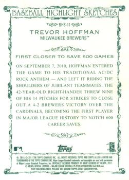 2011 Topps Allen & Ginter - Baseball Highlight Sketches #BHS-11 Trevor Hoffman Back