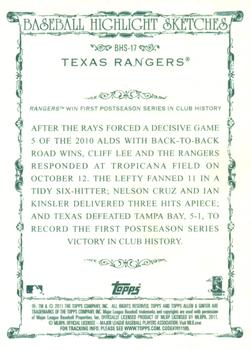 2011 Topps Allen & Ginter - Baseball Highlight Sketches #BHS-17 Texas Rangers Back