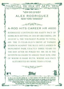 2011 Topps Allen & Ginter - Baseball Highlight Sketches #BHS-20 Alex Rodriguez Back
