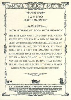 2011 Topps Allen & Ginter - Baseball Highlight Sketches #BHS-25 Ichiro Suzuki Back