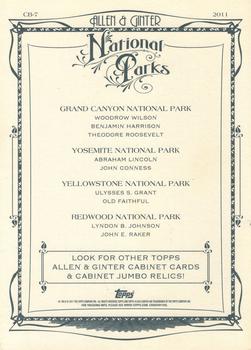 2011 Topps Allen & Ginter - Cabinet Baseball Highlights #CB-7 Grand Canyon / Woodrow Wilson / Benjamin Harison / Theodore Roosevelt Back