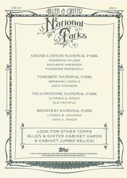 2011 Topps Allen & Ginter - Cabinet Baseball Highlights #CB-10 Redwood National Park / Lyndon B. Johnson / John E. Raker Back