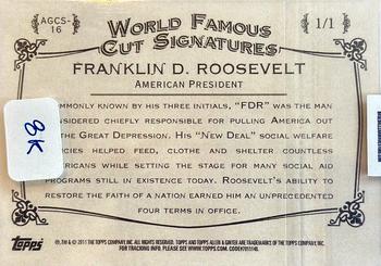2011 Topps Allen & Ginter - Cut Signatures #16 Franklin D. Roosevelt Back