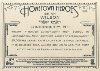 2011 Topps Allen & Ginter - Hometown Heroes #HH3 Brian Wilson Back