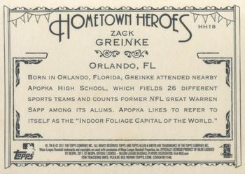 2011 Topps Allen & Ginter - Hometown Heroes #HH18 Zack Greinke Back