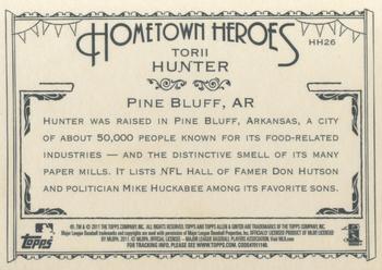 2011 Topps Allen & Ginter - Hometown Heroes #HH26 Torii Hunter Back