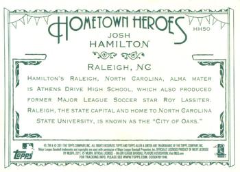 2011 Topps Allen & Ginter - Hometown Heroes #HH50 Josh Hamilton Back